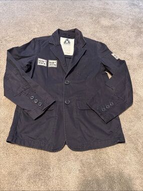 Vintage Gaastra Nautical Supply Men's Navy Patch-Detail Casual Blazer Jacket